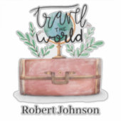 Travel the world toevoegen naam toe sticker (Voorkant)