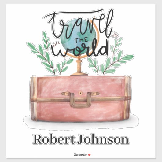 Travel the world toevoegen naam toe sticker (Vel)