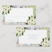 Travel-thema Floral Blue en Green Map Plaatskaartje (Voorkant / Achterkant)
