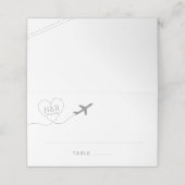 Travel Theme Airplane Heart Monogram Plaatskaartje (Buitenkant ongevouwen)