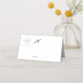 Travel Theme Airplane Heart Monogram Plaatskaartje (Voorkant)
