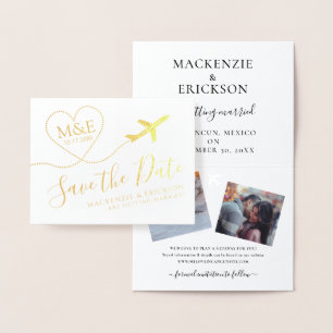 Travel Theme Airplane Monogram Logo sparen de datu Folie Kaarten