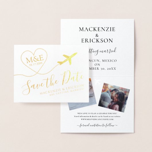 Travel Theme Airplane Monogram Logo sparen de datu Folie Kaarten (Display)