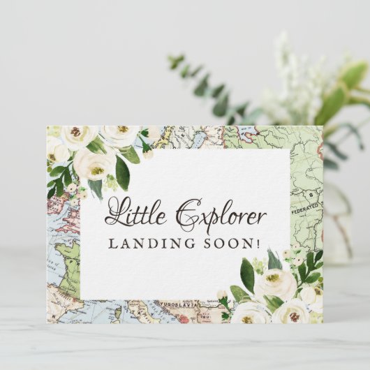 Travel Theme Floral Map Baby shower Mini Sign (Staand voorkant)