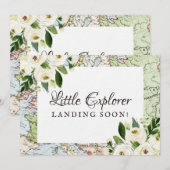 Travel Theme Floral Map Baby shower Mini Sign (Voorkant / Achterkant)