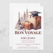 Travel Theme Graduation Party Invitation Kaart (Voorkant / Achterkant)