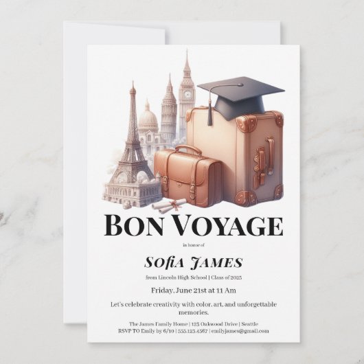 Travel Theme Graduation Party Invitation Kaart (Voorkant)