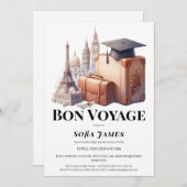 Travel Theme Graduation Party Invitation Kaart (Voorkant / Achterkant)