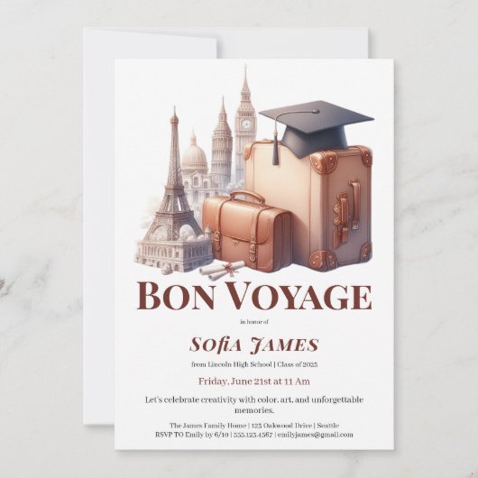 Travel Theme Graduation Party Invitation Kaart (Voorkant)
