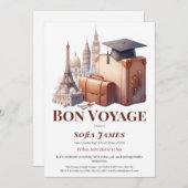 Travel Theme Graduation Party Invitation Kaart (Voorkant / Achterkant)