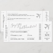 Travel Theme Silver Vrijgezellenfeest Boarding Pas Kaart (Voorkant / Achterkant)