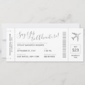 Travel Theme Silver Vrijgezellenfeest Boarding Pas Kaart (Voorkant)