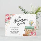 Travel themed Baby shower nodigt uit Adventure Beg Kaart (Staand voorkant)