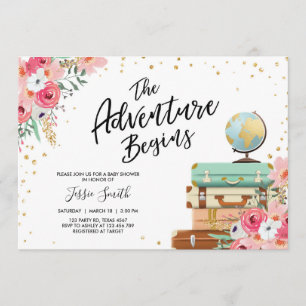 Travel themed Baby shower nodigt uit Adventure Beg Kaart