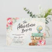 Travel themed Baby shower nodigt uit Adventure Beg Kaart (Staand voorkant)
