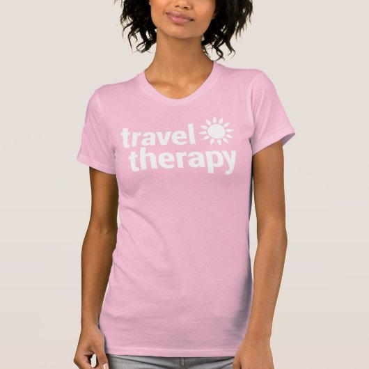 Travel Therapy T-Shirt | Travel Shirt Pink (Voorkant)