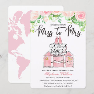 Travel Thleal Floral Bridal Shower Kaart