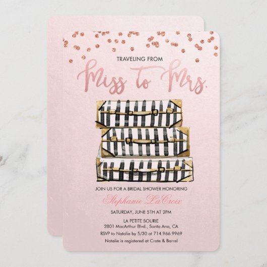 Travel Thleed Bridal Shower-uitnodiging Kaart (Voorkant / Achterkant)