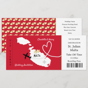 Travel Ticket Boarding Pass Malta Huwelijksuitnodi Kaart