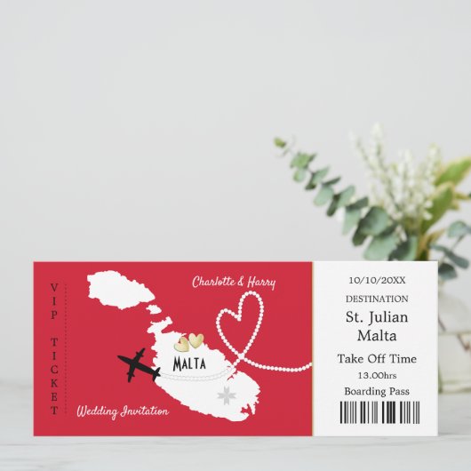 Travel Ticket Boarding Pass Malta Weddenschap Uitn Kaart (Staand voorkant)