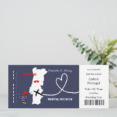 Travel Ticket Boarding Pass Portugal Weddenschap Kaart (Staand voorkant)