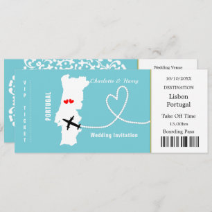 Travel Ticket Boarding Pass Portugal Weddenschap Kaart