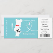 Travel Ticket Boarding Pass Portugal Wedding Kaart (Voorkant)