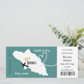 Travel Ticket Boarding Pass Rhodes Greek Weddensch Kaart (Staand voorkant)