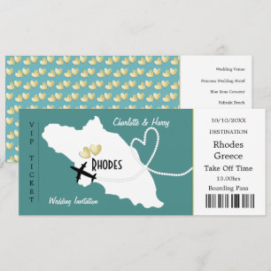 Travel Ticket Boarding Pass Rhodes Greek Weddensch Kaart