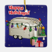 Travel Trailer Camper met lichtcadeaus Keramisch Ornament (Voorkant)
