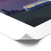 Travel Trailer Zilveren RV & Night Sky Art Print (Hoek)