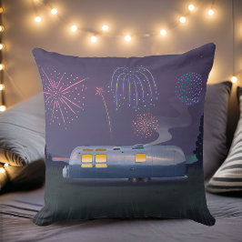Travel Trailer Zilveren RV & Night Sky Square Kussen
