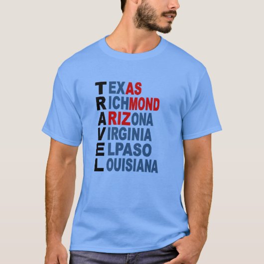 TRAVEL USA Blauwe T-shirt (Voorkant)