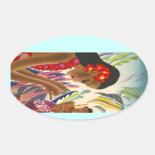 Travel van de Tropische Hawaiiaanse eilanden Ovale Sticker