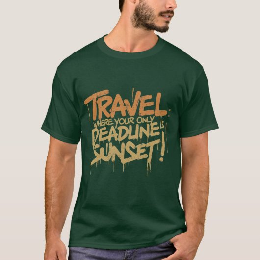 Travel Vibes: Zonsondergang deadline T-shirt (Voorkant)