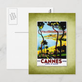 Travel Vintage Poster Cannes Frankrijk Briefkaart (Voorkant / Achterkant)