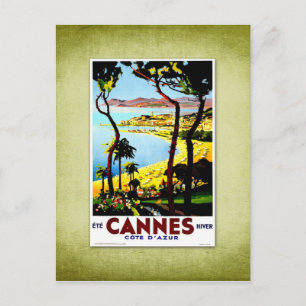 Travel Vintage Poster Cannes Frankrijk Briefkaart