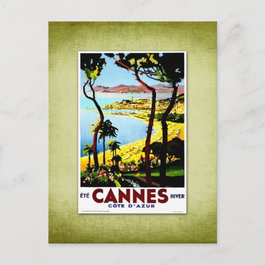 Travel Vintage Poster Cannes Frankrijk Briefkaart (Voorkant)