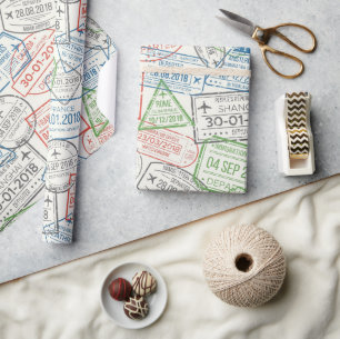 Travel Visa Stamp Cadeaupapier