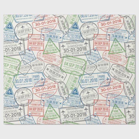 Travel Visa Stamp Cadeaupapier (Vlak)