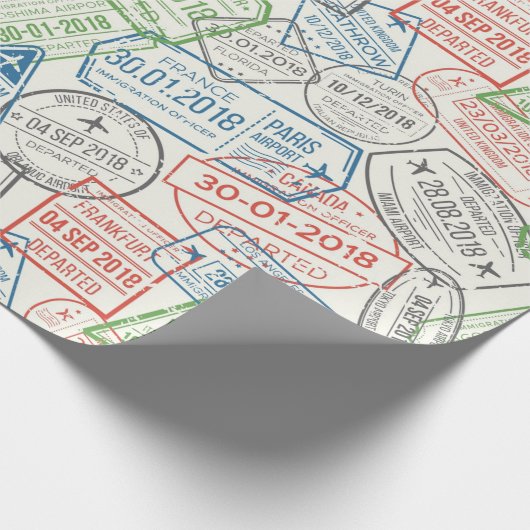 Travel Visa Stamp Cadeaupapier (Hoek)