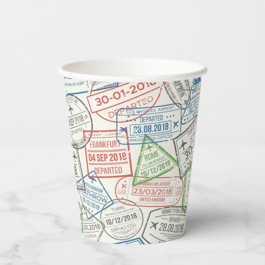 Travel Visa Stamp Papieren Bekers (Achterkant)