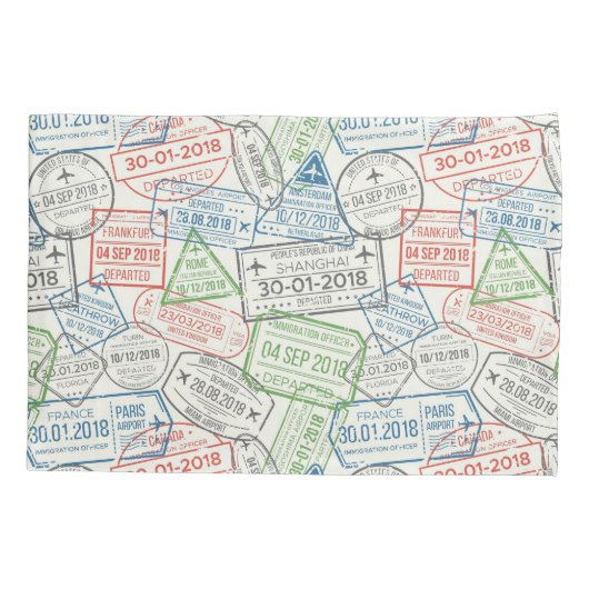 Travel Visa Stamps Kussensloop (Achterkant-Links)