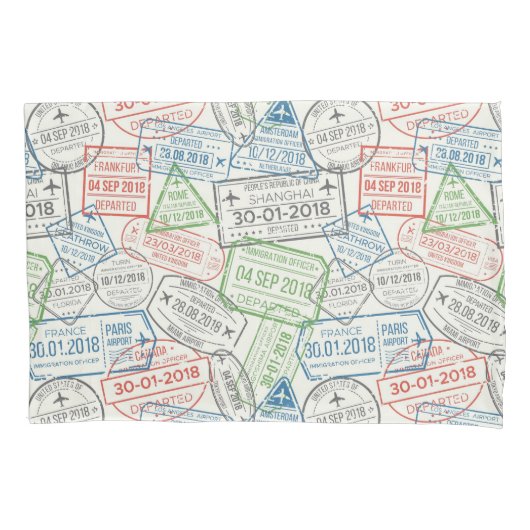 Travel Visa Stamps Kussensloop (Voorkant-Links)