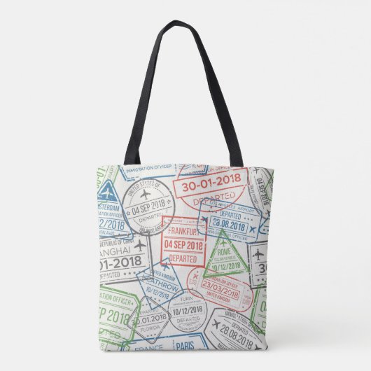 Travel Visa Stamps Tote Bag (Achterkant)