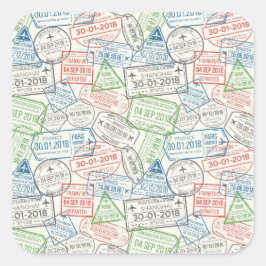 Travel Visa Stamps Vierkante Sticker