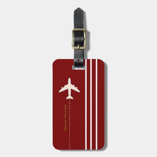 Travel Vliegtuig aangepaste naam & initiaal donker Bagagelabel (Voorkant verticaal)