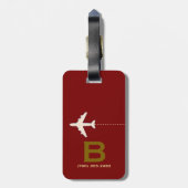 Travel Vliegtuig aangepaste naam & initiaal donker Bagagelabel (Achterkant verticaal)