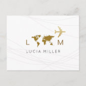 Travel Vliegtuig Wereldkaart Wit Feestdagenkaart (Voorkant)