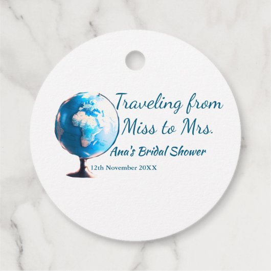 Travel vrijgezellenfeest voeg naam datum miss toe  bedankjes labels (Achterkant)